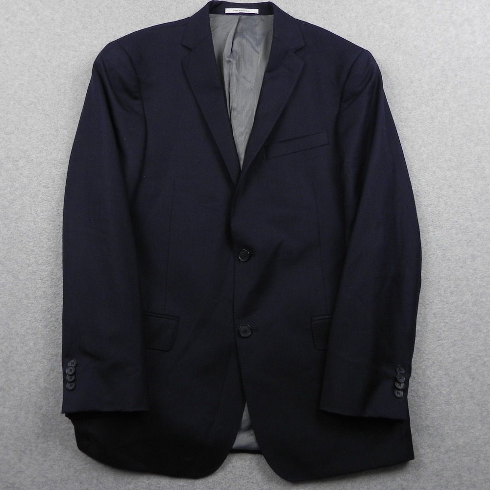 Murano Collezione Blazer Mens 42R Slim Fit Wool Navy Blue Sport Coat Suit Jacket